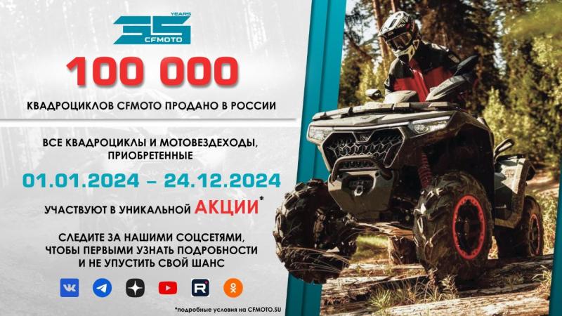 100 000 КВАДРОЦИКЛОВ CFMOTO ПРОДАНО В РОССИИ!